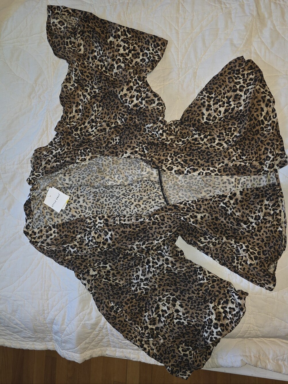 T.J. Maxx Leopard Print Tan and Black Top